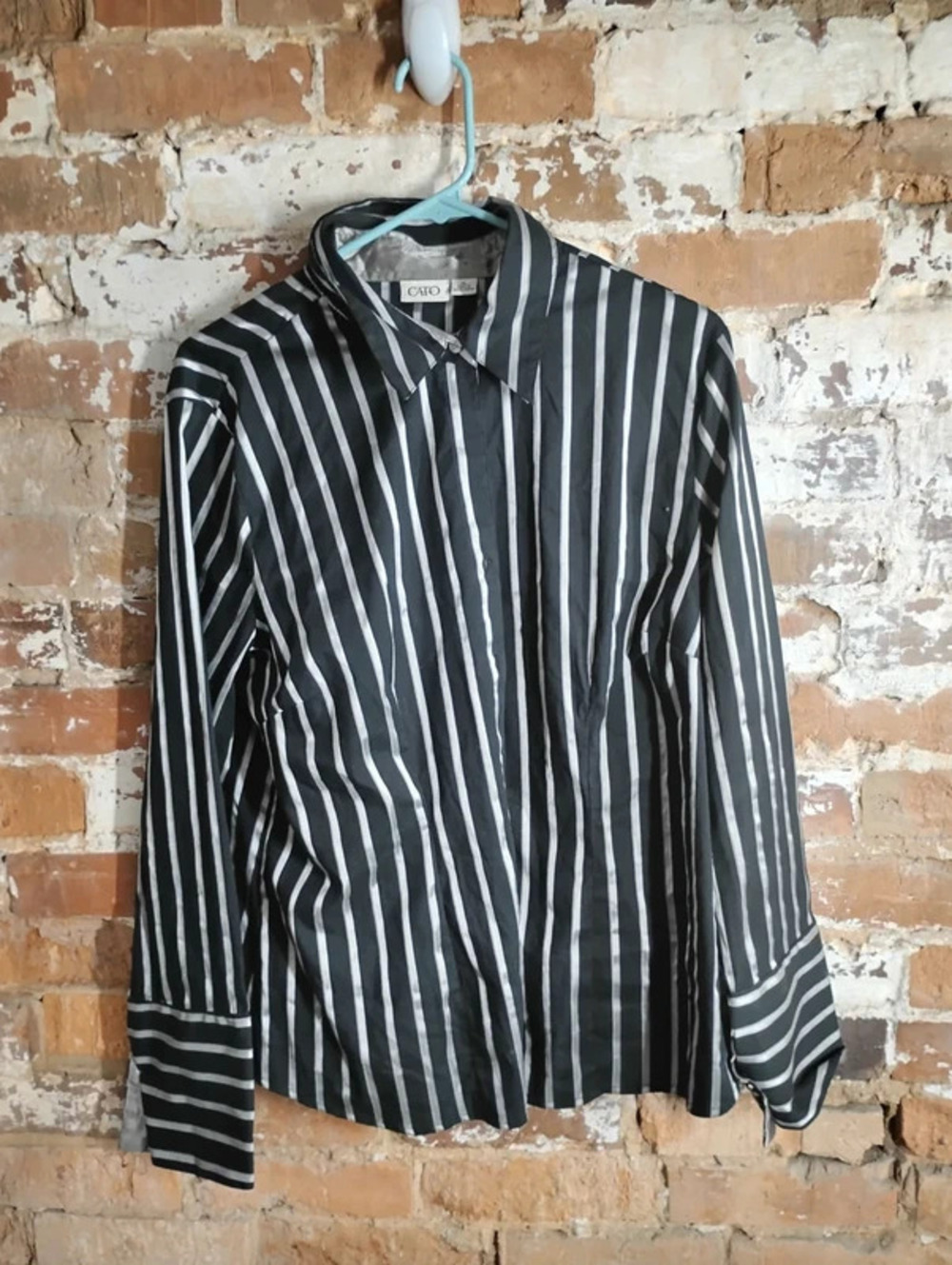 Dark academia Wednesday Adams Button Down Stripped Top XL
